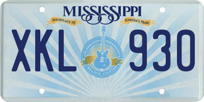 MS license plate XKL930