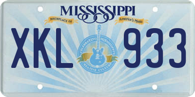 MS license plate XKL933