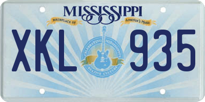 MS license plate XKL935