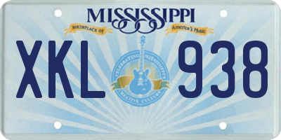 MS license plate XKL938