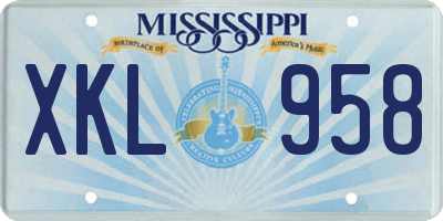 MS license plate XKL958