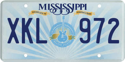 MS license plate XKL972