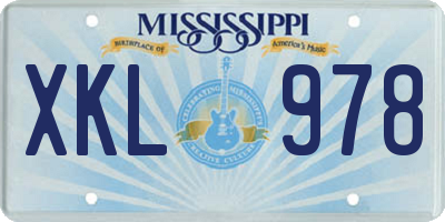MS license plate XKL978