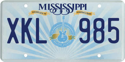 MS license plate XKL985
