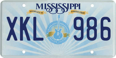 MS license plate XKL986