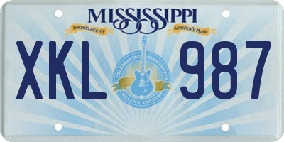 MS license plate XKL987