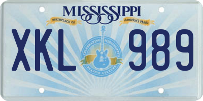 MS license plate XKL989