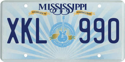 MS license plate XKL990