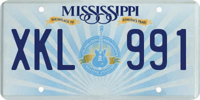 MS license plate XKL991