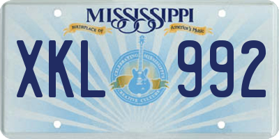 MS license plate XKL992