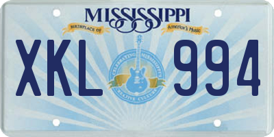 MS license plate XKL994