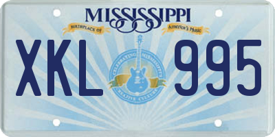 MS license plate XKL995