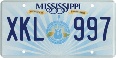 MS license plate XKL997