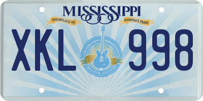 MS license plate XKL998