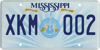 MS license plate XKM002