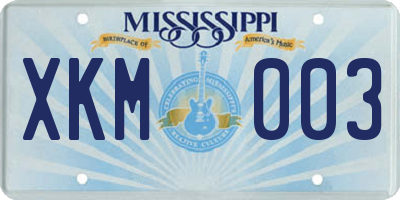 MS license plate XKM003