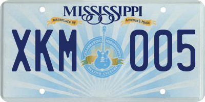 MS license plate XKM005