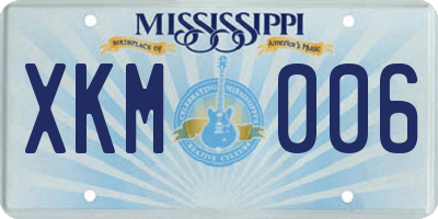 MS license plate XKM006