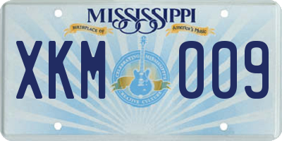 MS license plate XKM009