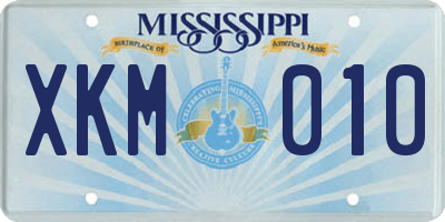 MS license plate XKM010