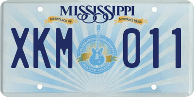 MS license plate XKM011