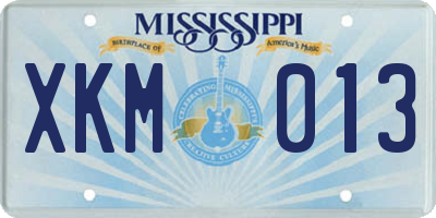 MS license plate XKM013