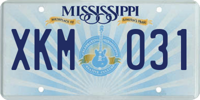 MS license plate XKM031
