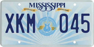 MS license plate XKM045