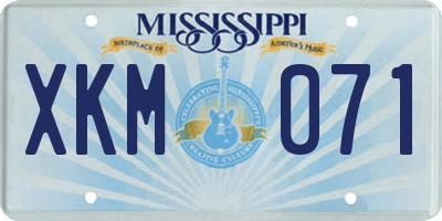 MS license plate XKM071