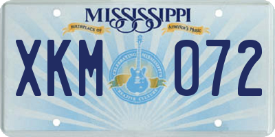MS license plate XKM072