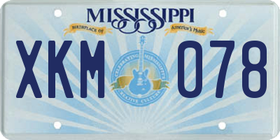 MS license plate XKM078