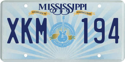 MS license plate XKM194
