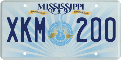 MS license plate XKM200