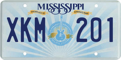 MS license plate XKM201