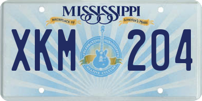 MS license plate XKM204