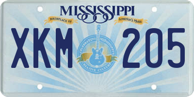 MS license plate XKM205