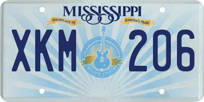 MS license plate XKM206