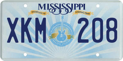 MS license plate XKM208
