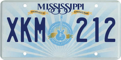 MS license plate XKM212