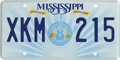 MS license plate XKM215