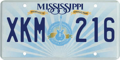 MS license plate XKM216