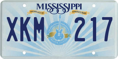 MS license plate XKM217