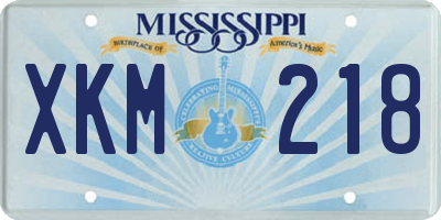 MS license plate XKM218