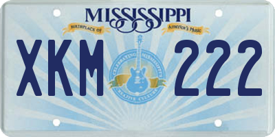 MS license plate XKM222