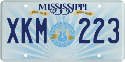 MS license plate XKM223