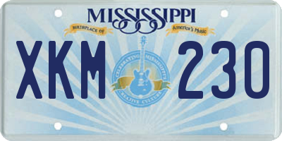 MS license plate XKM230
