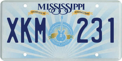 MS license plate XKM231