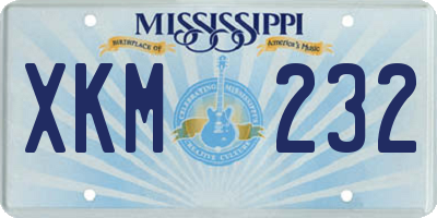 MS license plate XKM232