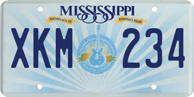 MS license plate XKM234
