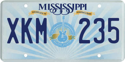 MS license plate XKM235